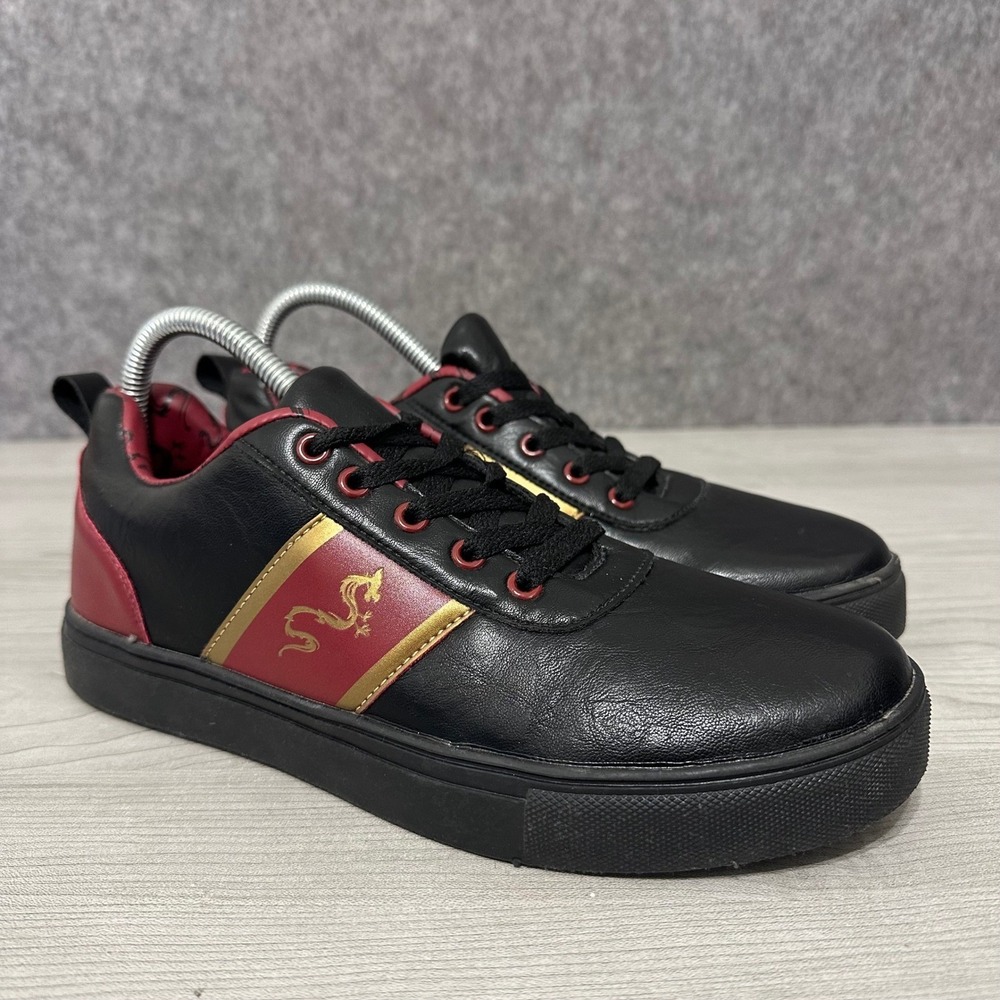 Disney Mulan Mushu Women's Sz 8 Faux Leather Lace-Up Sneakers Black Red Gold